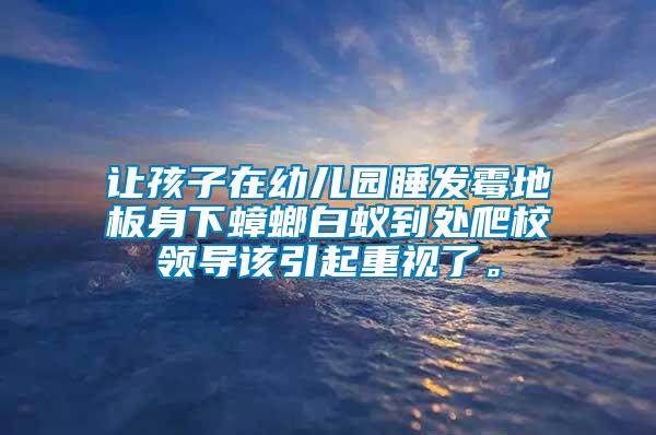 讓孩子在幼兒園睡發(fā)霉地板身下蟑螂白蟻到處爬校領(lǐng)導(dǎo)該引起重視了。