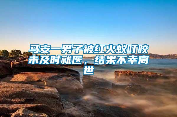 馬安一男子被紅火蟻叮咬未及時就醫(yī)，結(jié)果不幸離世