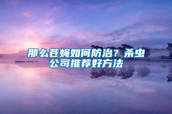 那么蒼蠅如何防治？殺蟲公司推薦好方法