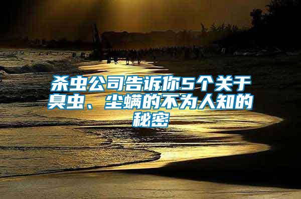 殺蟲公司告訴你5個(gè)關(guān)于臭蟲、塵螨的不為人知的秘密