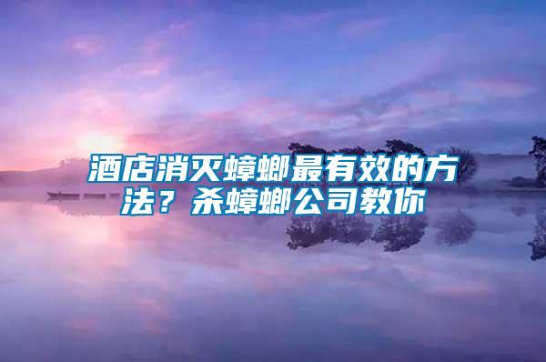 酒店消滅蟑螂最有效的方法？殺蟑螂公司教你