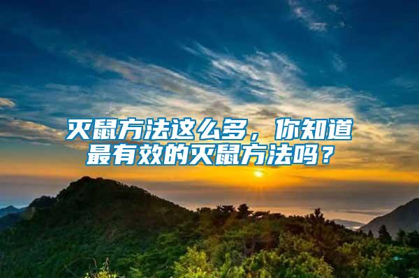 滅鼠方法這么多，你知道最有效的滅鼠方法嗎？