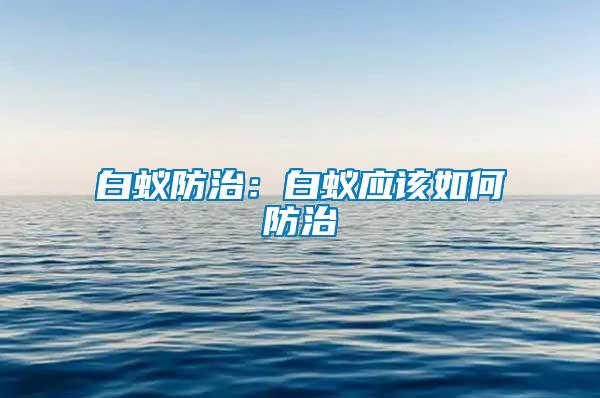 白蟻防治：白蟻應該如何防治