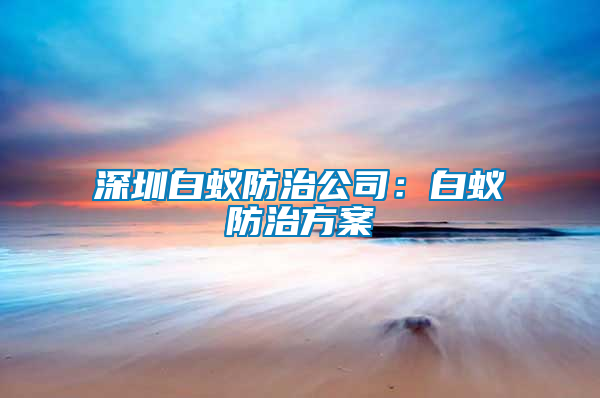 深圳白蟻防治公司：白蟻防治方案